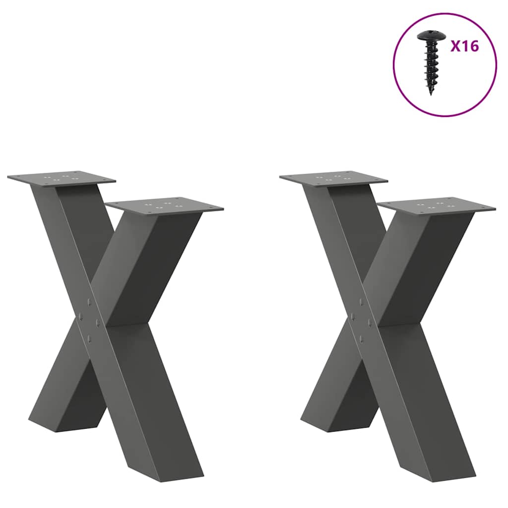 vidaXL Coffee Table Legs X-Shaped 2 pcs Anthracite 60x(42-43) cm Steel