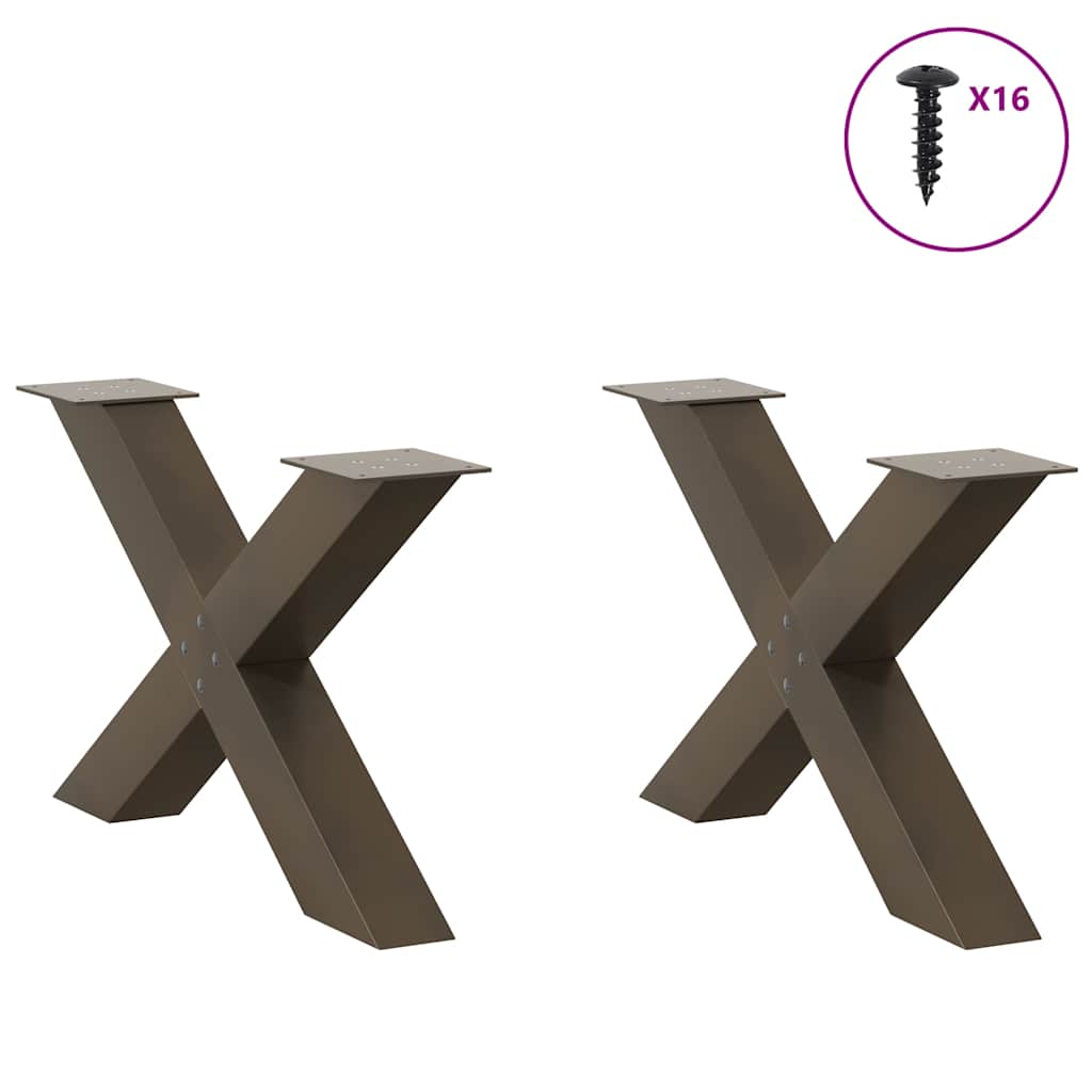 vidaXL Coffee Table Legs X-Shaped 2 pcs Natural Steel 70x(42-43) cm Steel