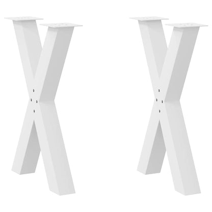 vidaXL Dining Table Legs X-Shaped 2 pcs White 50x(72-73) cm Steel