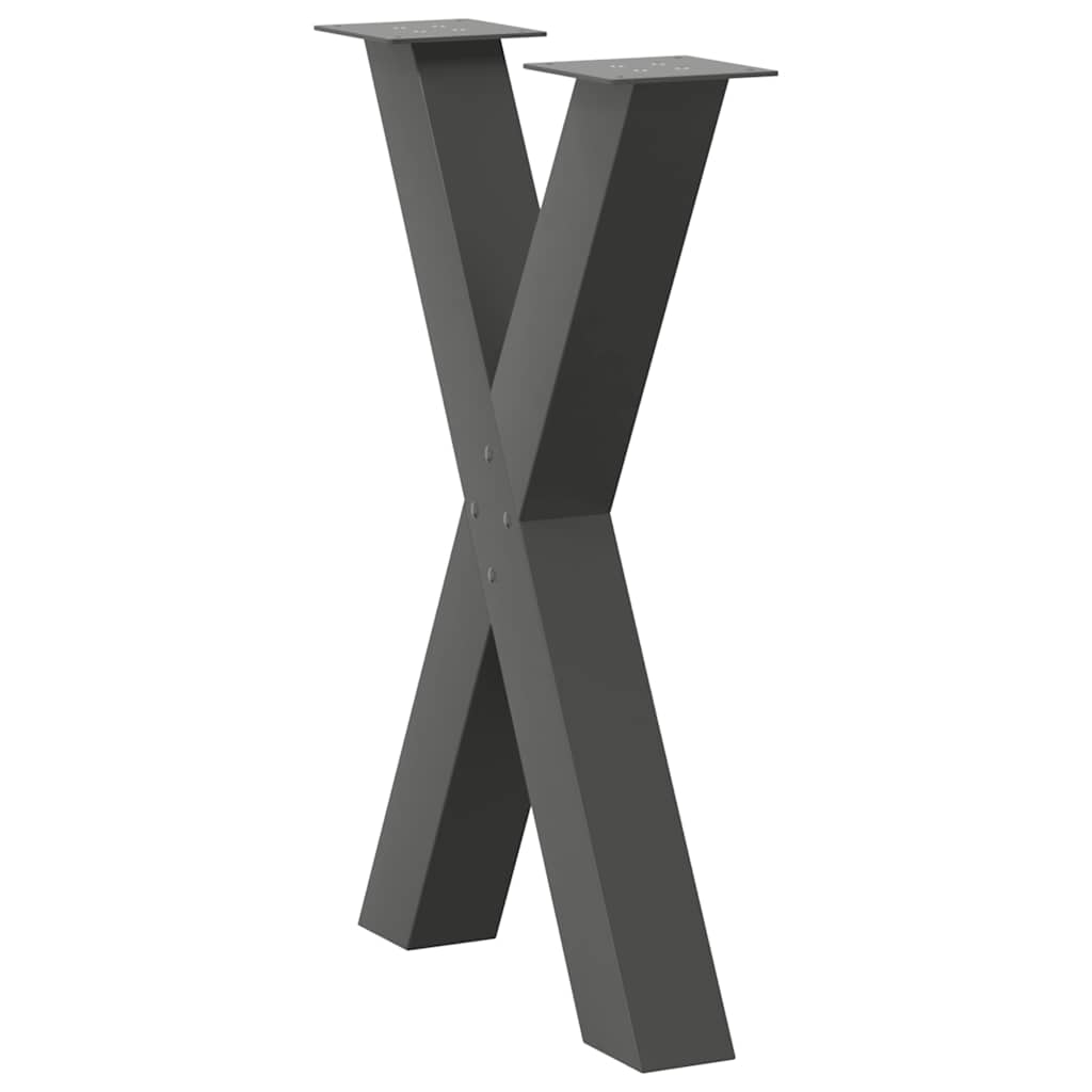 vidaXL Dining Table Legs X-Shaped 2 pcs Anthracite 50x(72-73) cm Steel