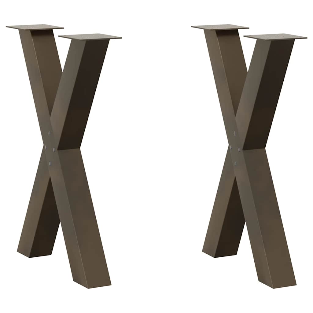 vidaXL Dining Table Legs X-Shaped 2 pcs Natural Steel 50x(72-73) cm Steel