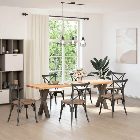 vidaXL Dining Table Legs X-Shaped 2 pcs Natural Steel 50x(72-73) cm Steel