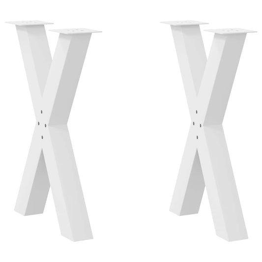 vidaXL Dining Table Legs X-Shaped 2 pcs White 60x(72-73) cm Steel