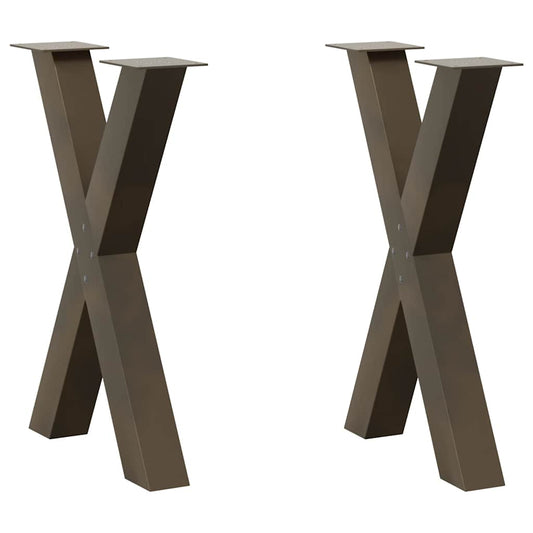 vidaXL Dining Table Legs X-Shaped 2 pcs Natural Steel 60x(72-73) cm Steel
