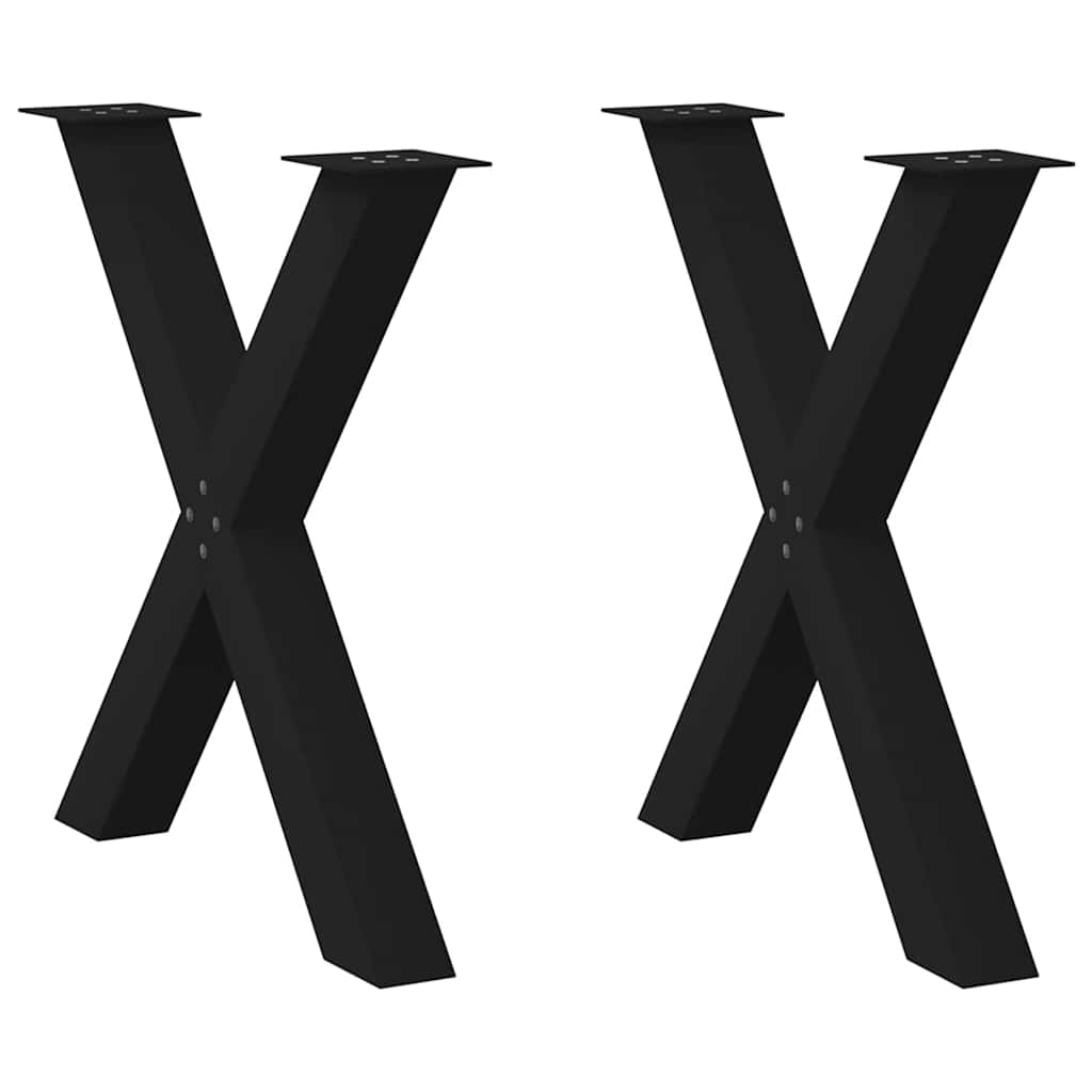 vidaXL Dining Table Legs X-Shaped 2 pcs Black 70x(72-73) cm Steel