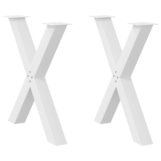 vidaXL Dining Table Legs X-Shaped 2 pcs White 70x(72-73) cm Steel