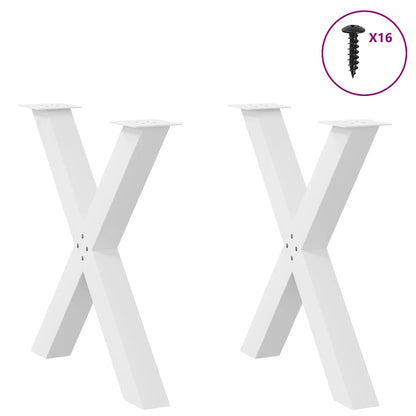 vidaXL Dining Table Legs X-Shaped 2 pcs White 70x(72-73) cm Steel