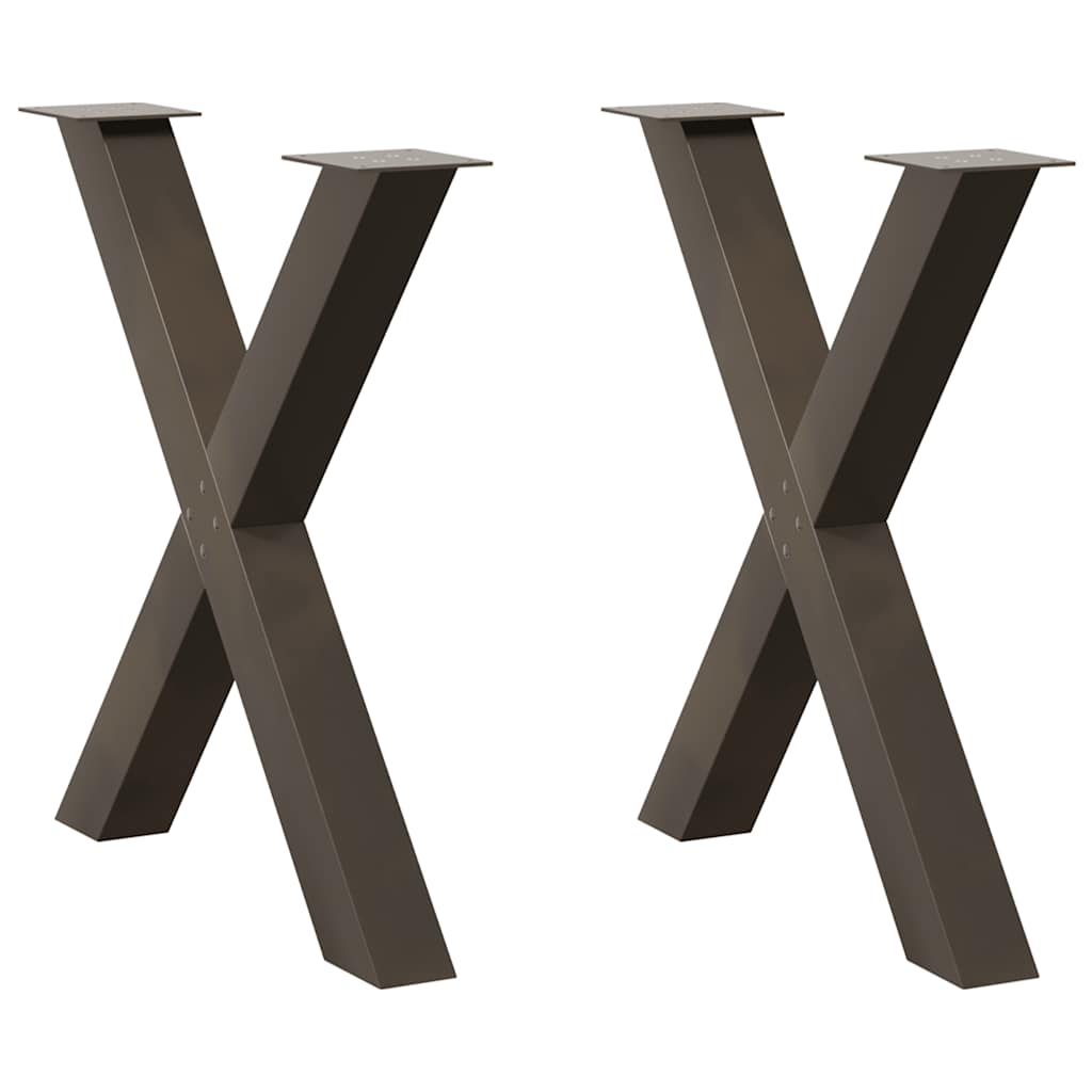 vidaXL Dining Table Legs X-Shaped 2 pcs Natural Steel 70x(72-73) cm Steel