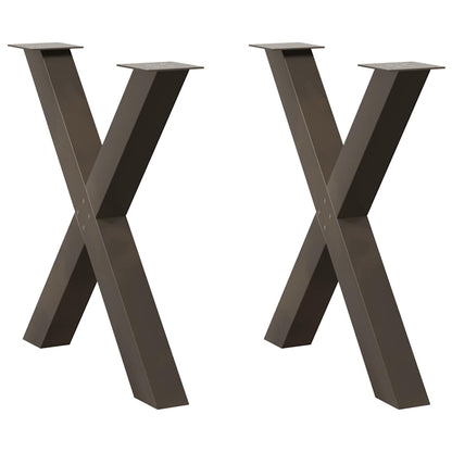 vidaXL Dining Table Legs X-Shaped 2 pcs Natural Steel 70x(72-73) cm Steel