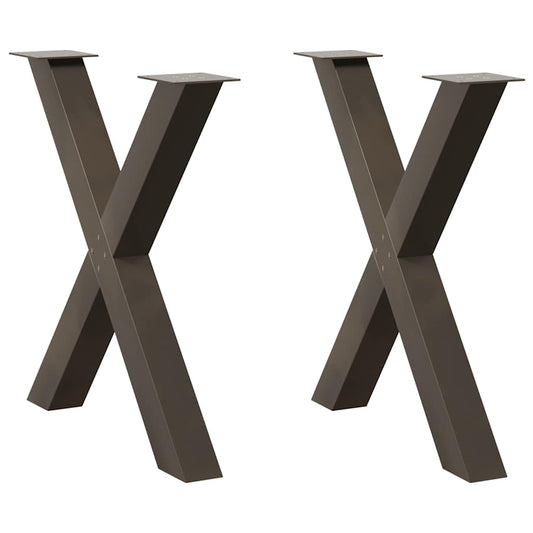 vidaXL Dining Table Legs X-Shaped 2 pcs Natural Steel 70x(72-73) cm Steel
