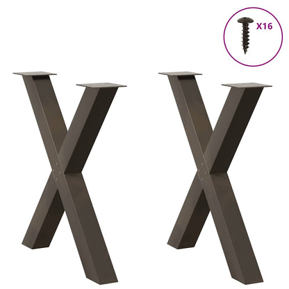 vidaXL Dining Table Legs X-Shaped 2 pcs Natural Steel 70x(72-73) cm Steel