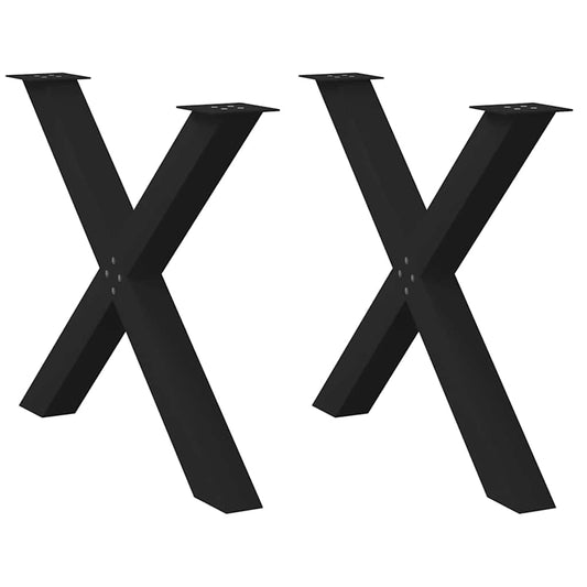 vidaXL Dining Table Legs X-Shaped 2 pcs Black 90x(72-73) cm Steel