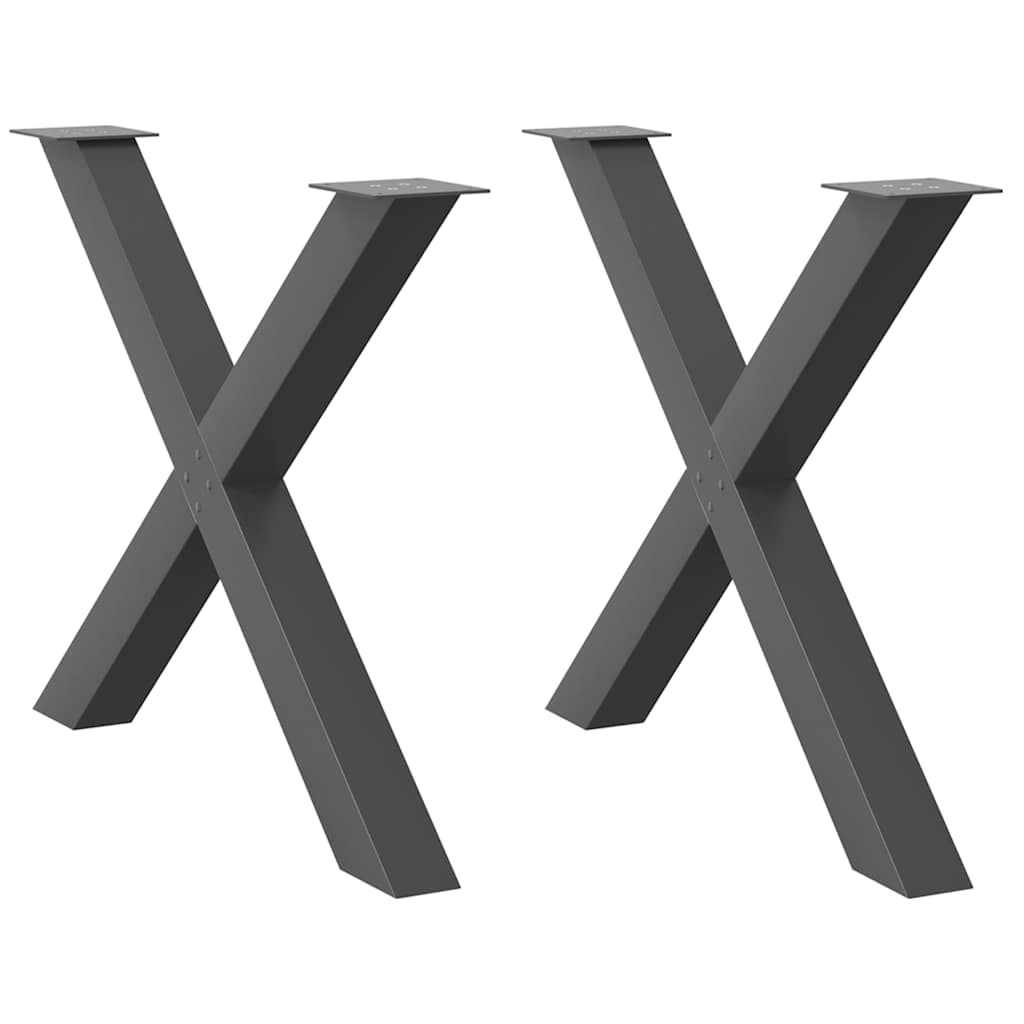 vidaXL Dining Table Legs X-Shaped 2 pcs Anthracite 90x(72-73) cm Steel