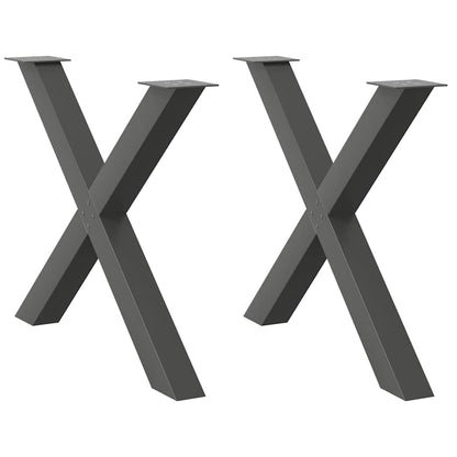 vidaXL Dining Table Legs X-Shaped 2 pcs Anthracite 90x(72-73) cm Steel