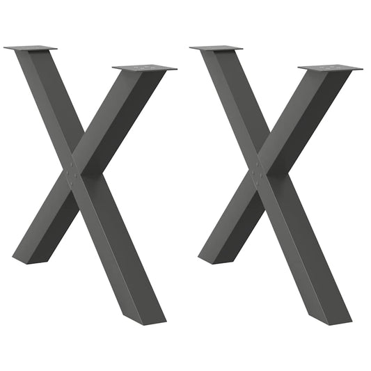 vidaXL Dining Table Legs X-Shaped 2 pcs Anthracite 90x(72-73) cm Steel