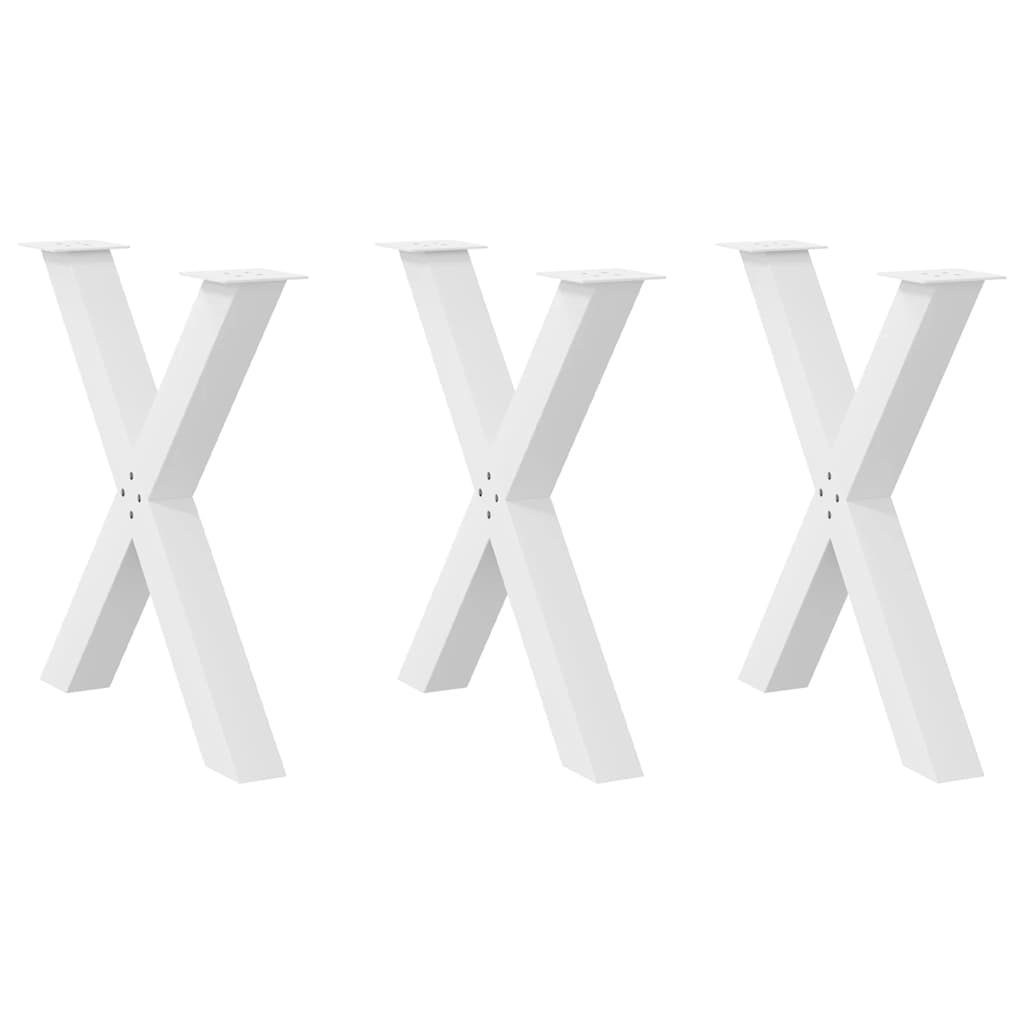vidaXL Dining Table Legs X-Shaped 3 pcs White 70x(72-73) cm Steel