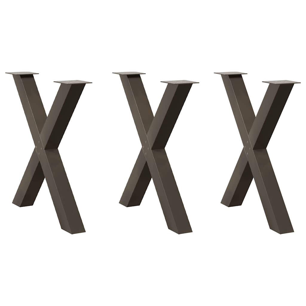 vidaXL Dining Table Legs X-Shaped 3 pcs Natural Steel 70x(72-73) cm Steel