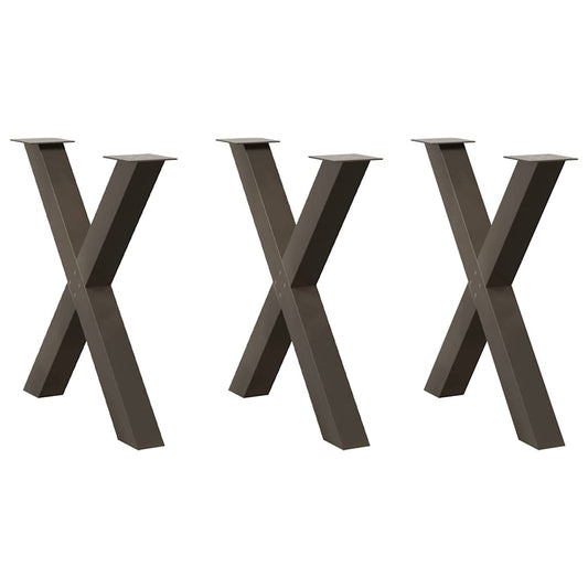 vidaXL Dining Table Legs X-Shaped 3 pcs Natural Steel 70x(72-73) cm Steel