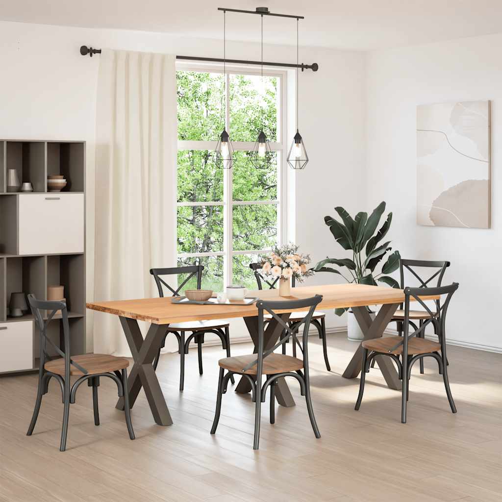 vidaXL Dining Table Legs X-Shaped 3 pcs Natural Steel 70x(72-73) cm Steel