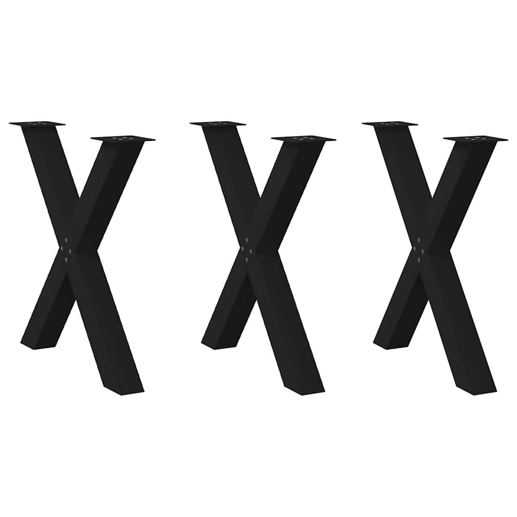vidaXL Dining Table Legs X-Shaped 3 pcs Black 80x(72-73) cm Steel