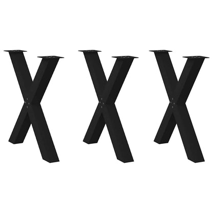 vidaXL Dining Table Legs X-Shaped 3 pcs Black 80x(72-73) cm Steel