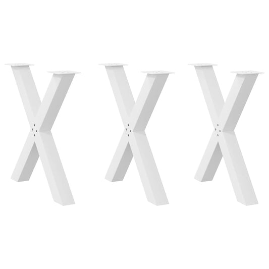 vidaXL Dining Table Legs X-Shaped 3 pcs White 80x(72-73) cm Steel