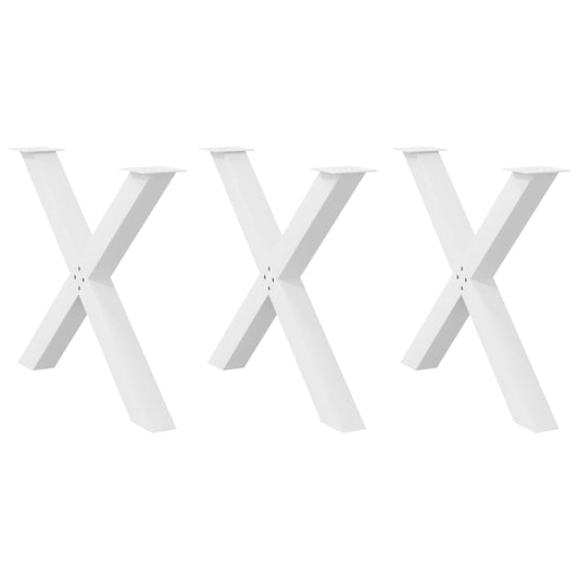 vidaXL Dining Table Legs X-Shaped 3 pcs White 90x(72-73) cm Steel