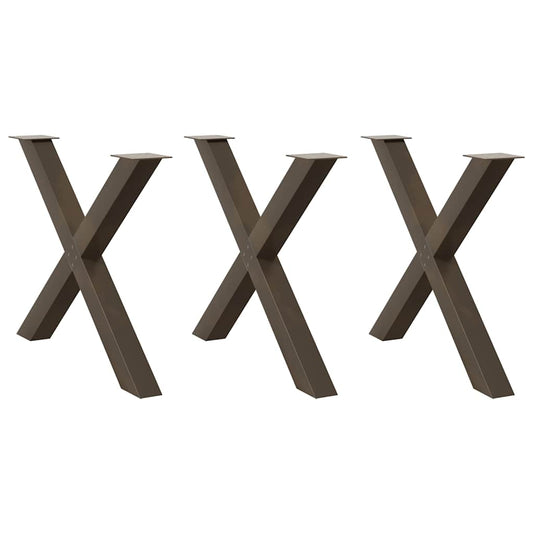 vidaXL Dining Table Legs X-Shaped 3 pcs Natural Steel 90x(72-73) cm Steel