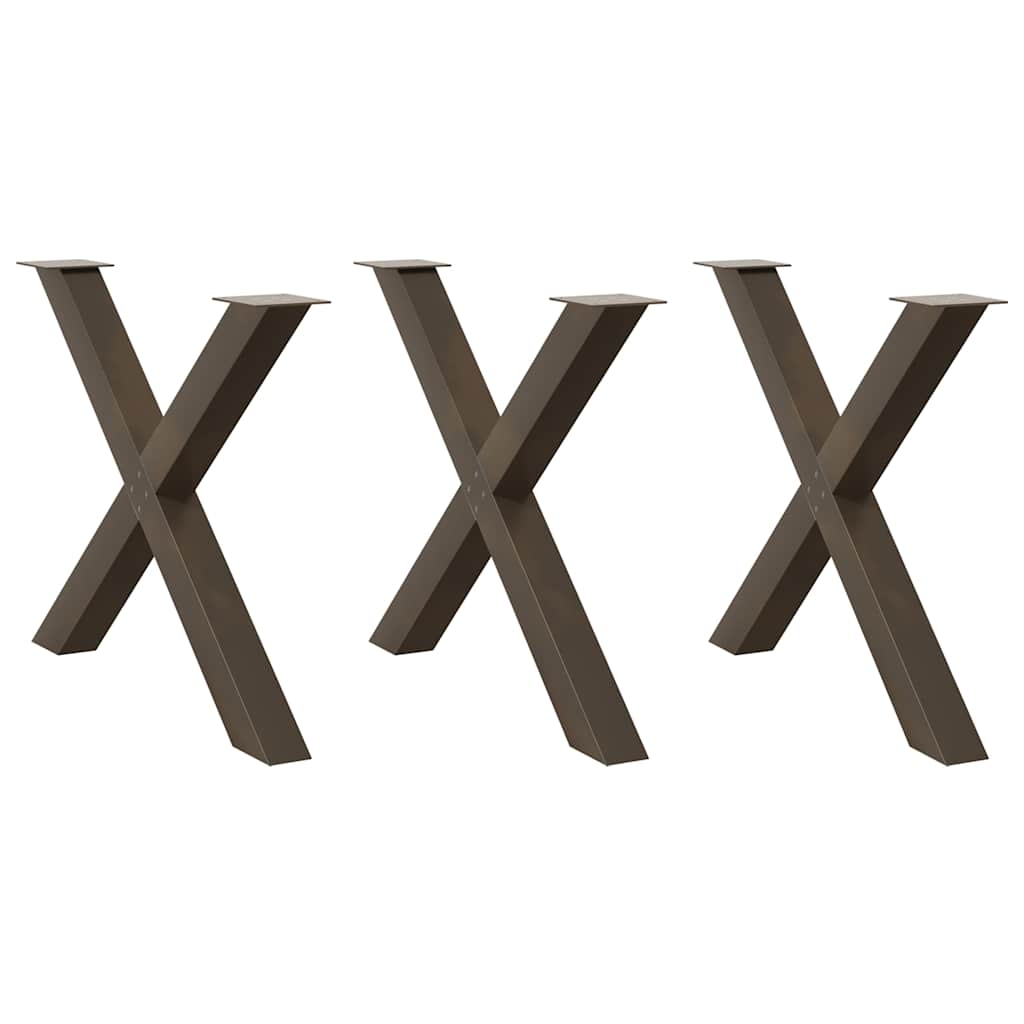 vidaXL Dining Table Legs X-Shaped 3 pcs Natural Steel 90x(72-73) cm Steel