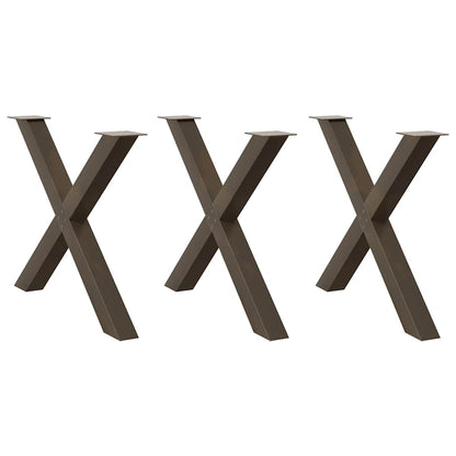 vidaXL Dining Table Legs X-Shaped 3 pcs Natural Steel 90x(72-73) cm Steel