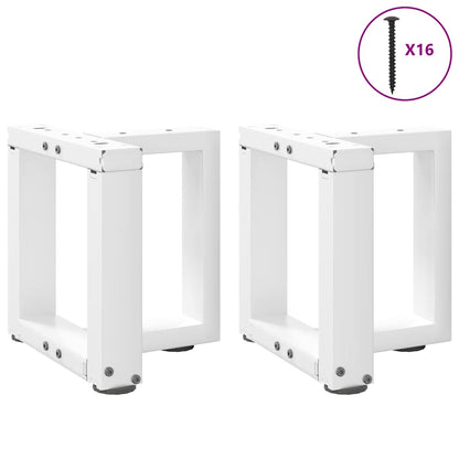 vidaXL Coffee Table Legs T-Shaped 2 pcs White 30x25x(30-31) cm Steel