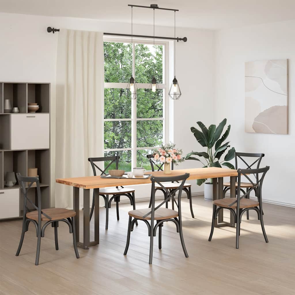 vidaXL Console Table Legs T-Shaped 2 pcs Black 38x25x(72-73) cm Steel