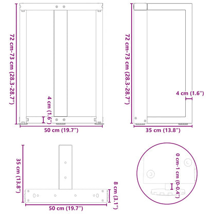 vidaXL Dining Table Legs T-Shaped 2 pcs White 50x35x(72-73) cm Steel