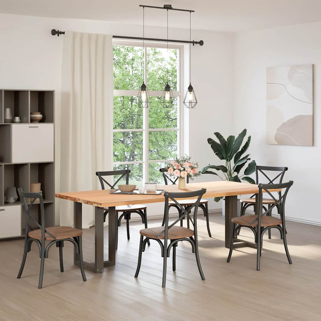 vidaXL Dining Table Legs T-Shaped 2 pcs Black 60x35x(72-73) cm Steel