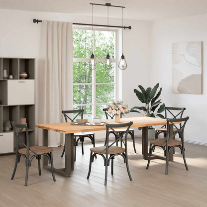 vidaXL Dining Table Legs T-Shaped 2 pcs Black 70x35x(72-73) cm Steel