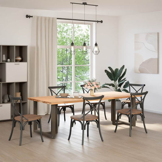 vidaXL Dining Table Legs T-Shaped 2 pcs Black 80x35x(72-73) cm Steel
