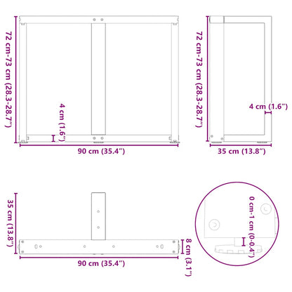 vidaXL Dining Table Legs T-Shaped 2 pcs Black 90x35x(72-73) cm Steel