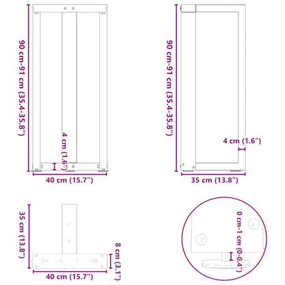 vidaXL Bar Table Legs T-Shaped 2 pcs Black 40x35x(90-91) cm Steel