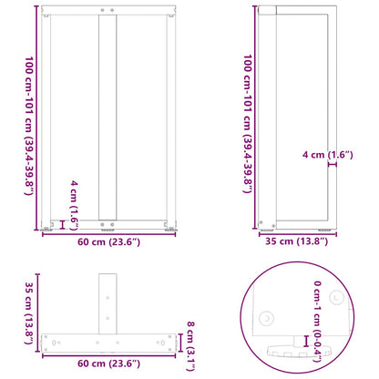 vidaXL Bar Table Legs T-Shaped 2 pcs Anthracite 60x35x(100-101) cm Steel