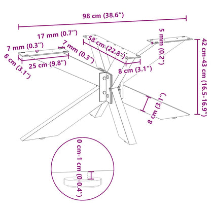 vidaXL Coffee Table Leg Spider Shape Black 98x58x(42-43) cm Steel