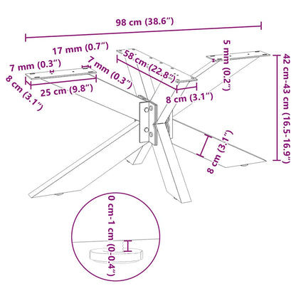 vidaXL Coffee Table Leg Spider Shape Black 98x58x(42-43) cm Steel