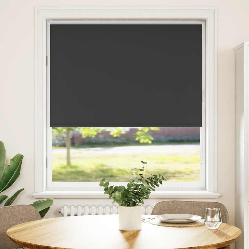 vidaXL Roller Blind Blackout Black 115x130 cm Fabric Width 110.7 cm Polyester