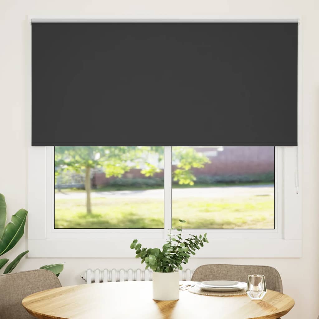 vidaXL Roller Blind Blackout Black 165x130 cm Fabric Width 161.6 cm