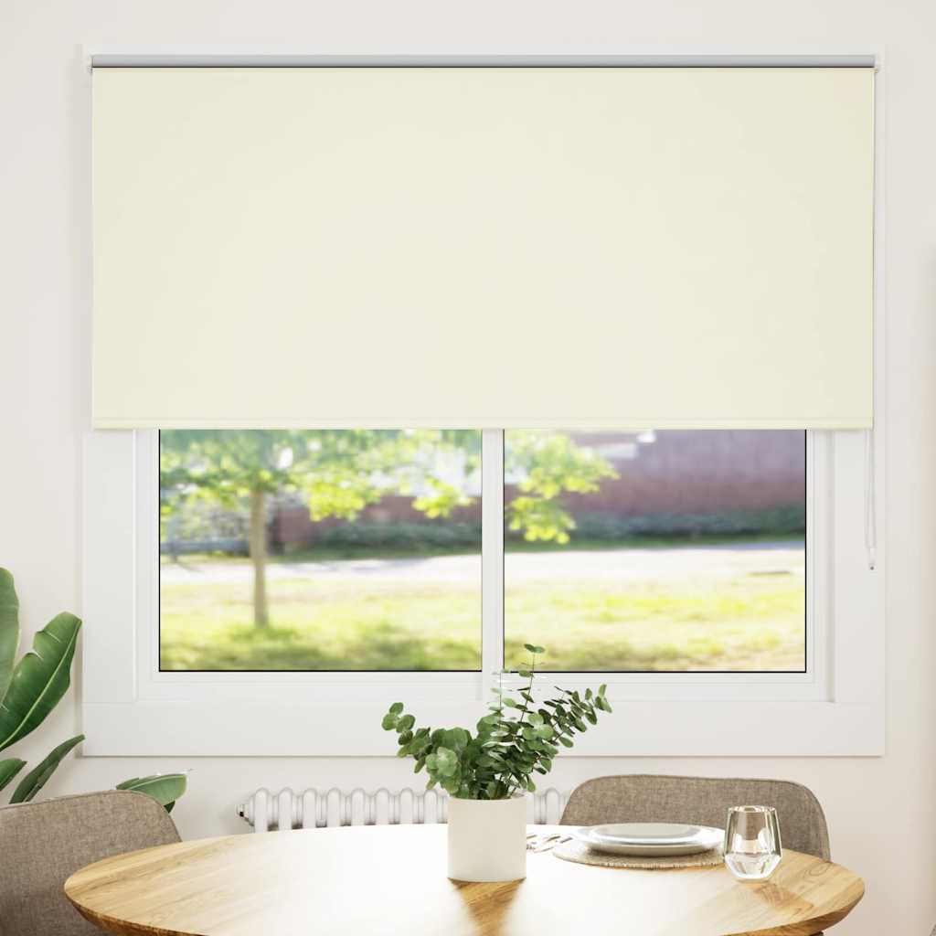 vidaXL Roller Blind Blackout Off White 160x175 cm Fabric Width 156.6 cm Polyester