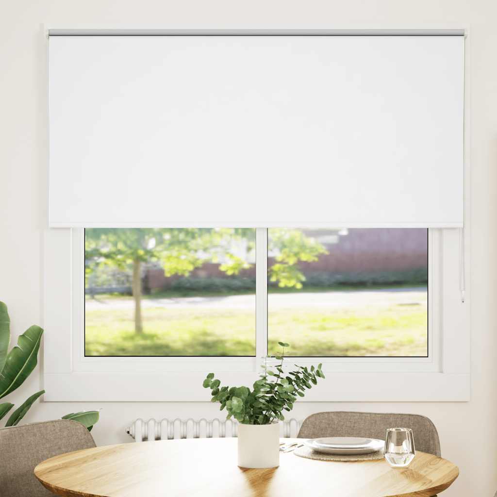 vidaXL Roller Blind Blackout White 145x130 cm Fabric Width 141.6 cm Polyester