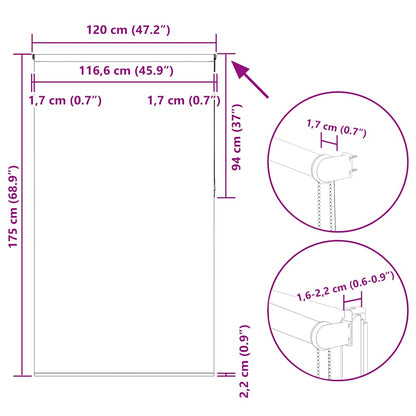 vidaXL Roller Blind Blackout White 120x175 cm Fabric Width 116.6 cm