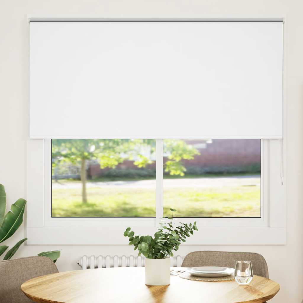vidaXL Roller Blind Blackout White 160x175 cm Fabric Width 156.6 cm Polyester