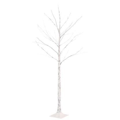 vidaXL Artificial Christmas Tree Warm White 72 LEDs 150 cm White Birch