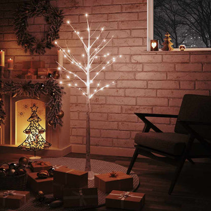 vidaXL Artificial Christmas Tree Warm White 72 LEDs 150 cm White Birch