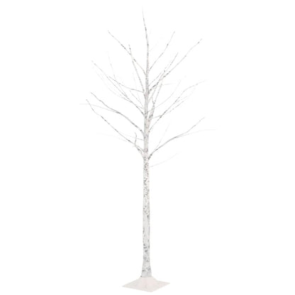 vidaXL Artificial Christmas Tree Warm White 96 LEDs 180 cm White Birch